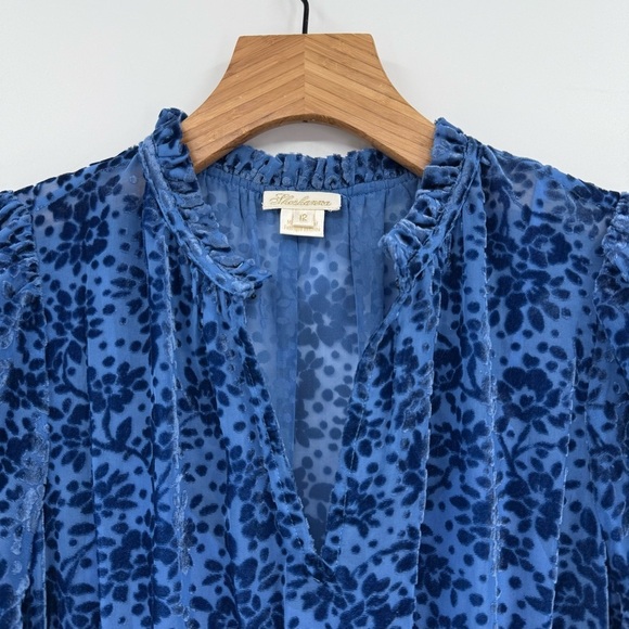 Shoshanna Sasha Mini Dress in Velvet Burnout Lapis Blue Floral Size 12 - Picture 8 of 16